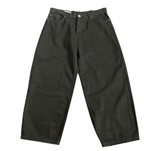 New Zara Women's Mini Balloon Barrell Wide Leg Jeans Black Size 14 Cotton Trendy